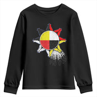 Oglala Lakota Native American Medicine Wheel Feathers Youth Sweatshirt - Wonder Print Shop