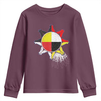 Oglala Lakota Native American Medicine Wheel Feathers Youth Sweatshirt - Wonder Print Shop