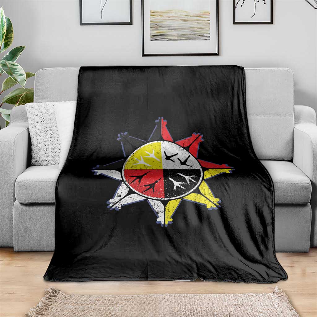 Oglala Lakota Nation Medicine Wheel Native American Throw Blanket - Wonder Print Shop