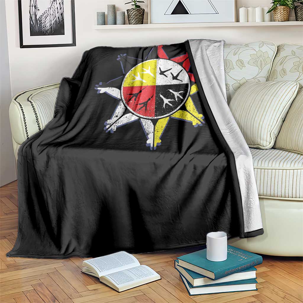 Oglala Lakota Nation Medicine Wheel Native American Throw Blanket - Wonder Print Shop