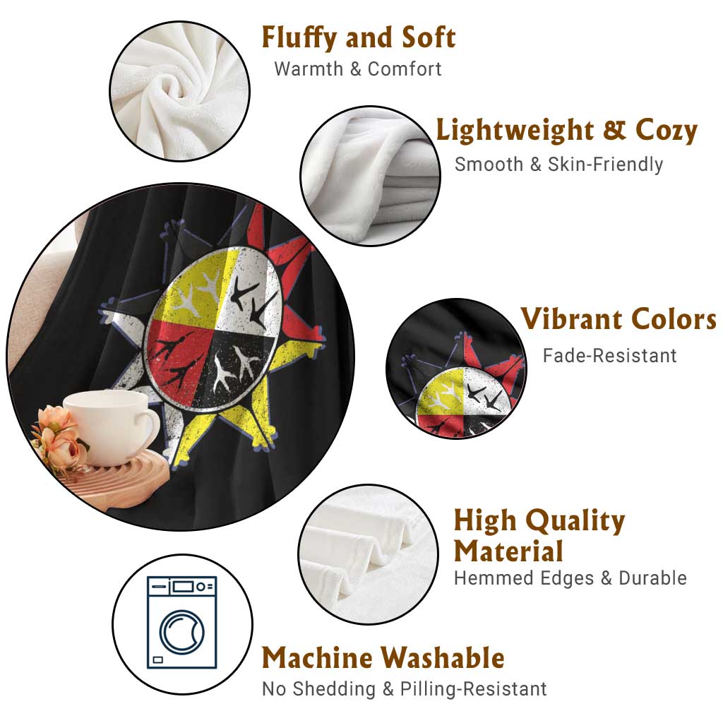 Oglala Lakota Nation Medicine Wheel Native American Throw Blanket - Wonder Print Shop