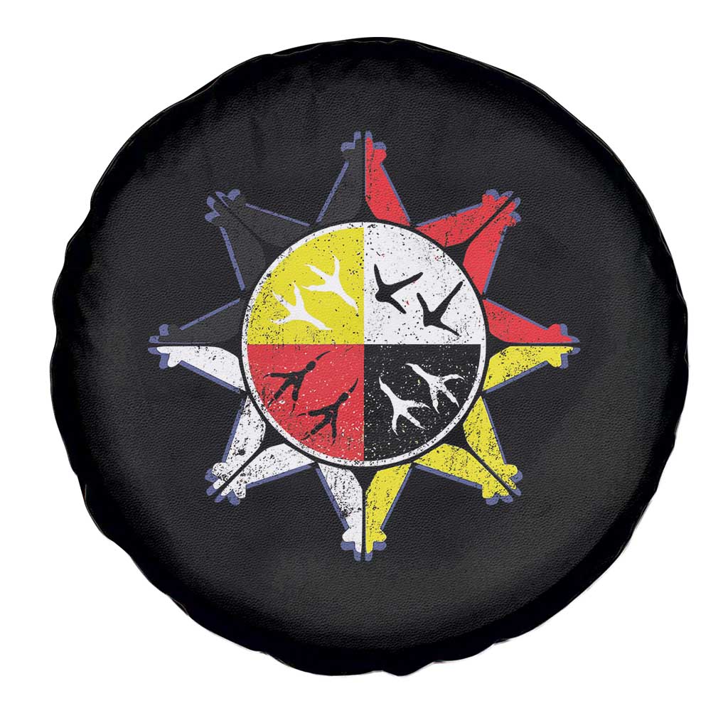 Oglala Lakota Nation Medicine Wheel Native American Spare Tire Cover - Wonder Print Shop