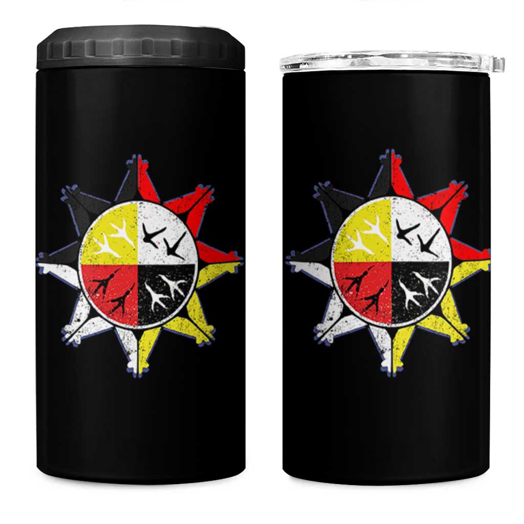 Oglala Lakota Nation Medicine Wheel Native American 4 in 1 Can Cooler Tumbler - Wonder Print Shop