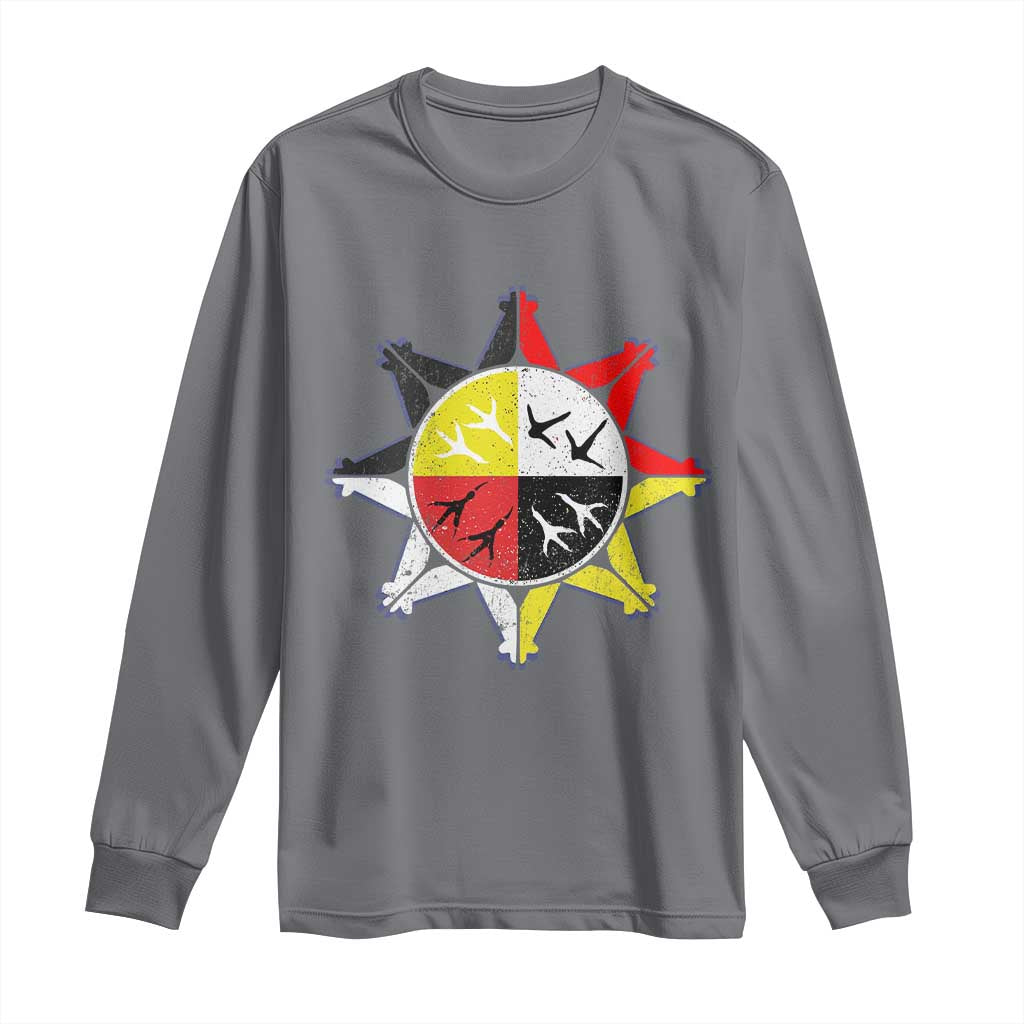 Oglala Lakota Nation Medicine Wheel Native American Long Sleeve Shirt - Wonder Print Shop