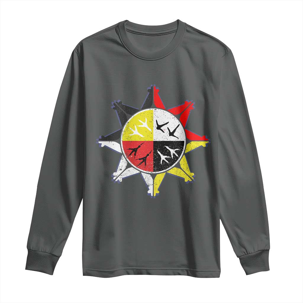 Oglala Lakota Nation Medicine Wheel Native American Long Sleeve Shirt - Wonder Print Shop