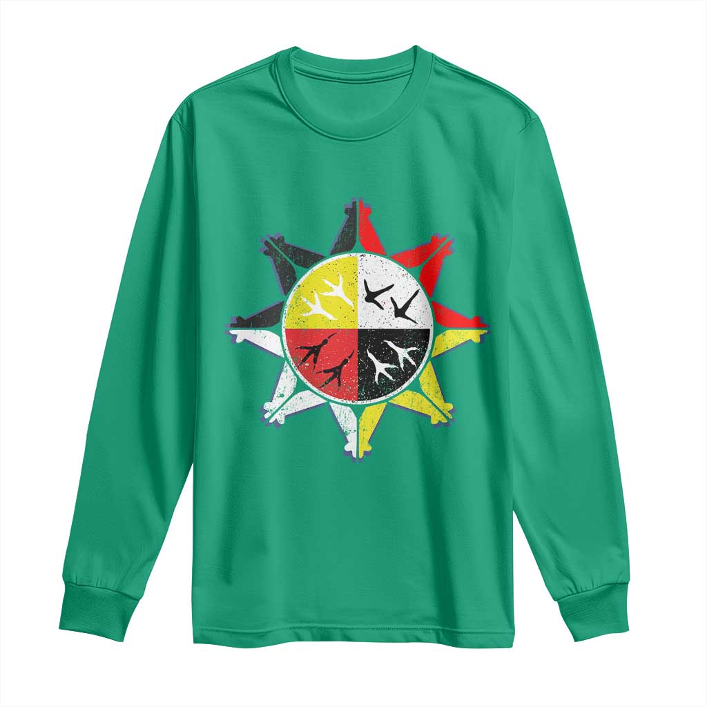 Oglala Lakota Nation Medicine Wheel Native American Long Sleeve Shirt - Wonder Print Shop
