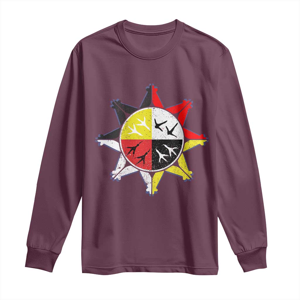 Oglala Lakota Nation Medicine Wheel Native American Long Sleeve Shirt - Wonder Print Shop