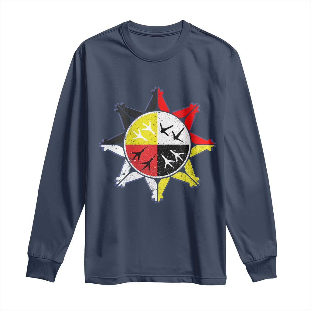 Oglala Lakota Nation Medicine Wheel Native American Long Sleeve Shirt - Wonder Print Shop