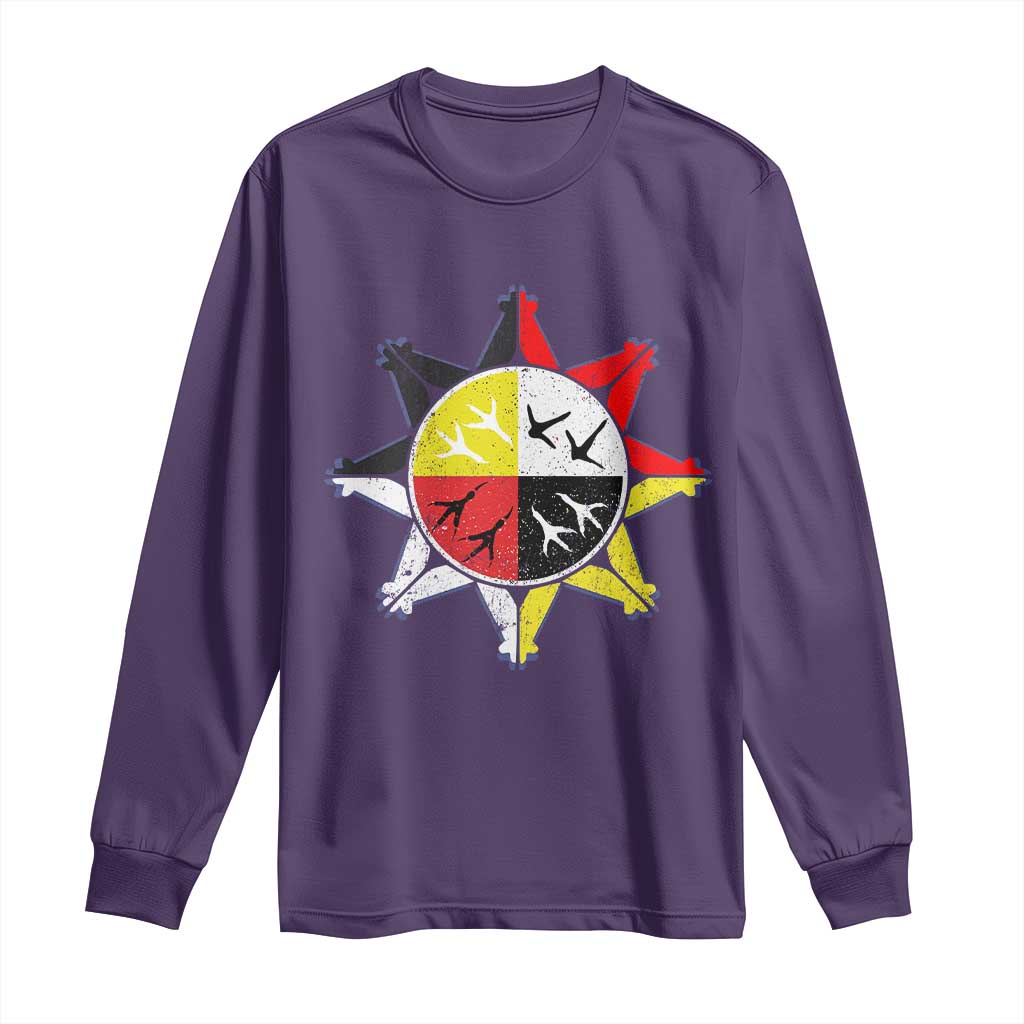 Oglala Lakota Nation Medicine Wheel Native American Long Sleeve Shirt - Wonder Print Shop