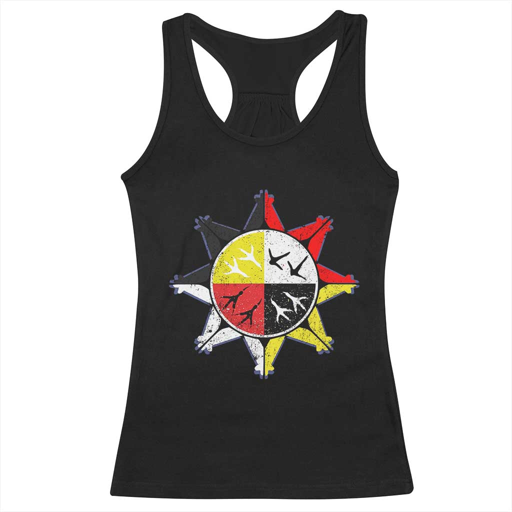 Oglala Lakota Nation Medicine Wheel Native American Racerback Tank Top - Wonder Print Shop