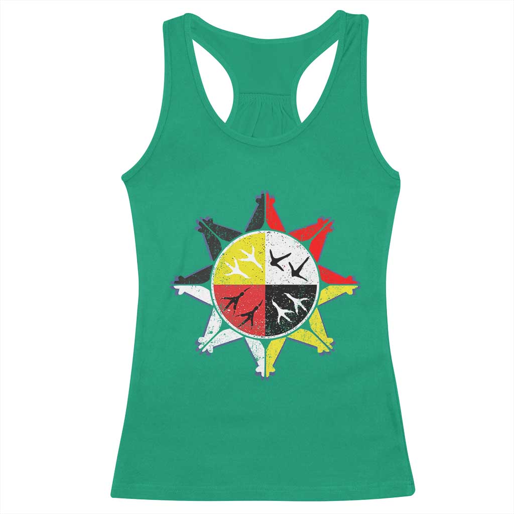 Oglala Lakota Nation Medicine Wheel Native American Racerback Tank Top - Wonder Print Shop