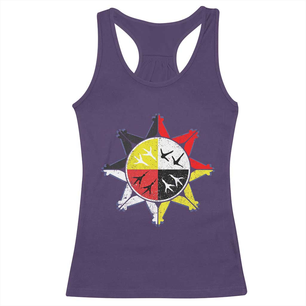 Oglala Lakota Nation Medicine Wheel Native American Racerback Tank Top - Wonder Print Shop