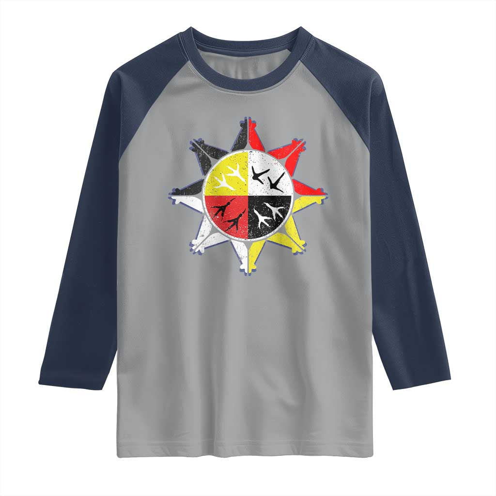 Oglala Lakota Nation Medicine Wheel Native American Raglan Shirt - Wonder Print Shop