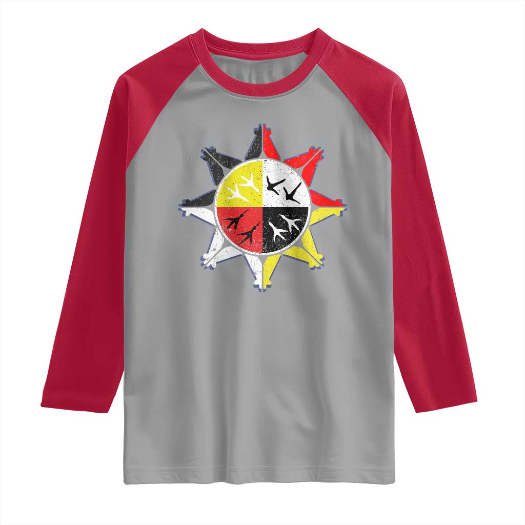 Oglala Lakota Nation Medicine Wheel Native American Raglan Shirt - Wonder Print Shop