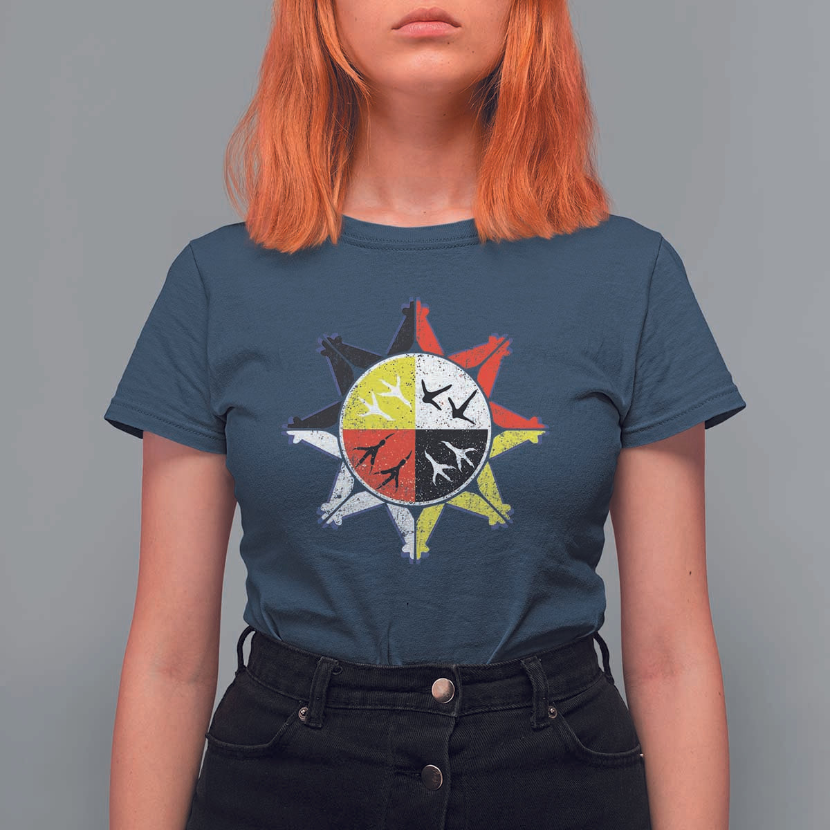 Oglala Lakota Nation Medicine Wheel Native American T Shirt For Women - Wonder Print Shop