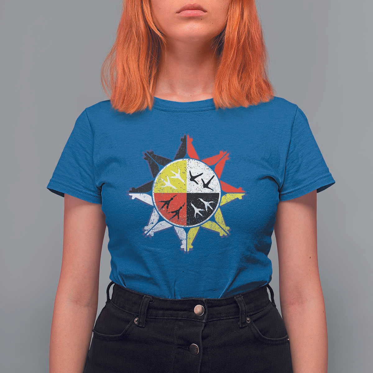 Oglala Lakota Nation Medicine Wheel Native American T Shirt For Women - Wonder Print Shop