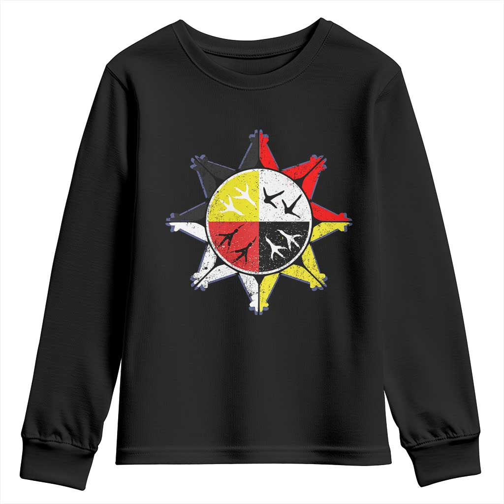 Oglala Lakota Nation Medicine Wheel Native American Youth Sweatshirt - Wonder Print Shop
