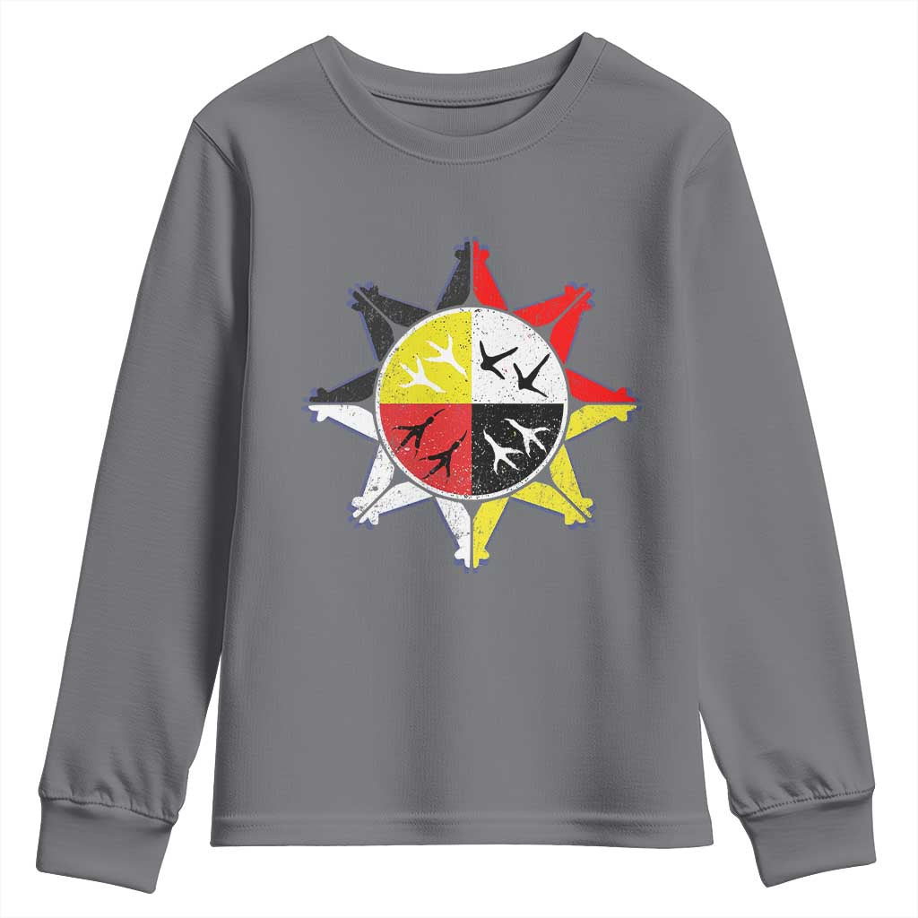 Oglala Lakota Nation Medicine Wheel Native American Youth Sweatshirt - Wonder Print Shop