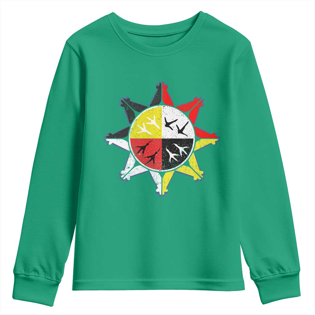 Oglala Lakota Nation Medicine Wheel Native American Youth Sweatshirt - Wonder Print Shop