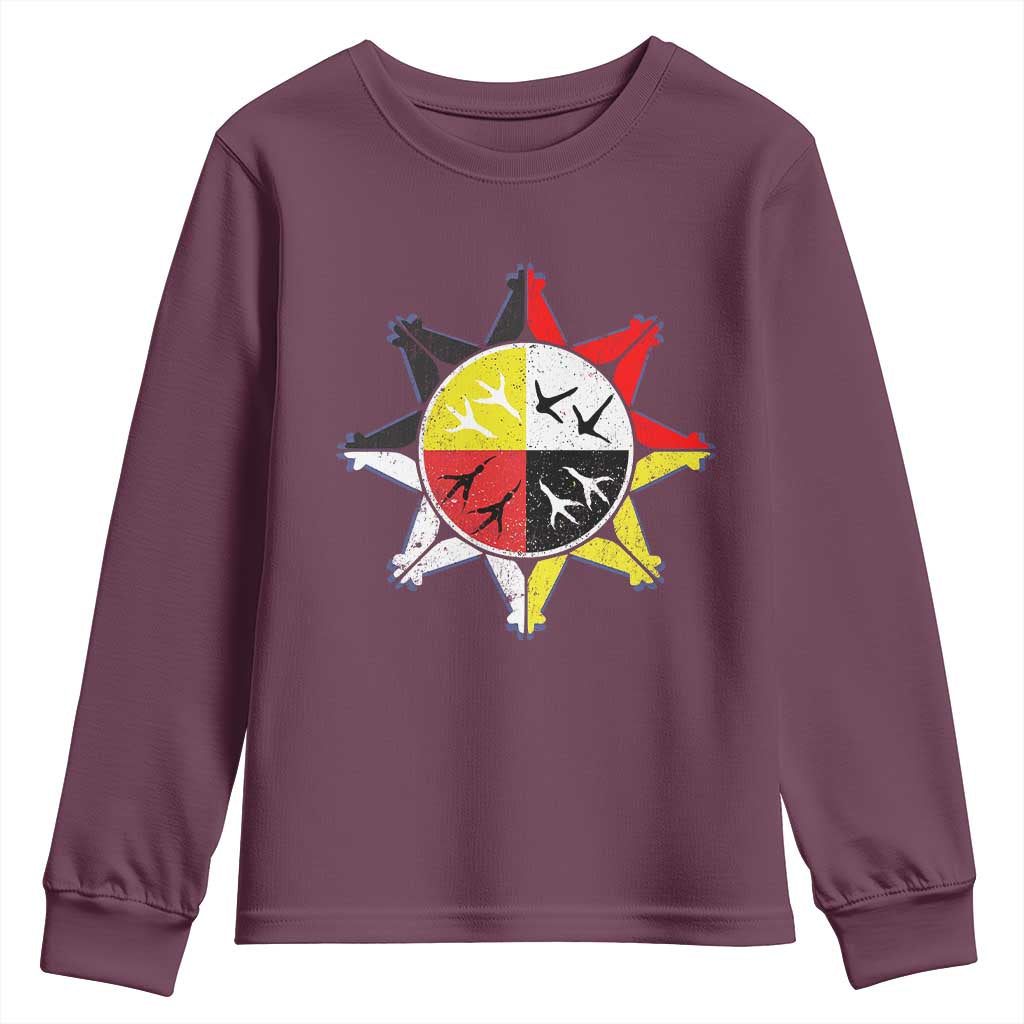 Oglala Lakota Nation Medicine Wheel Native American Youth Sweatshirt - Wonder Print Shop