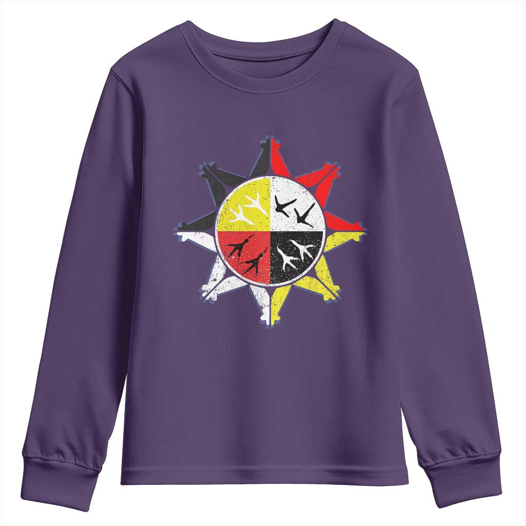 Oglala Lakota Nation Medicine Wheel Native American Youth Sweatshirt - Wonder Print Shop