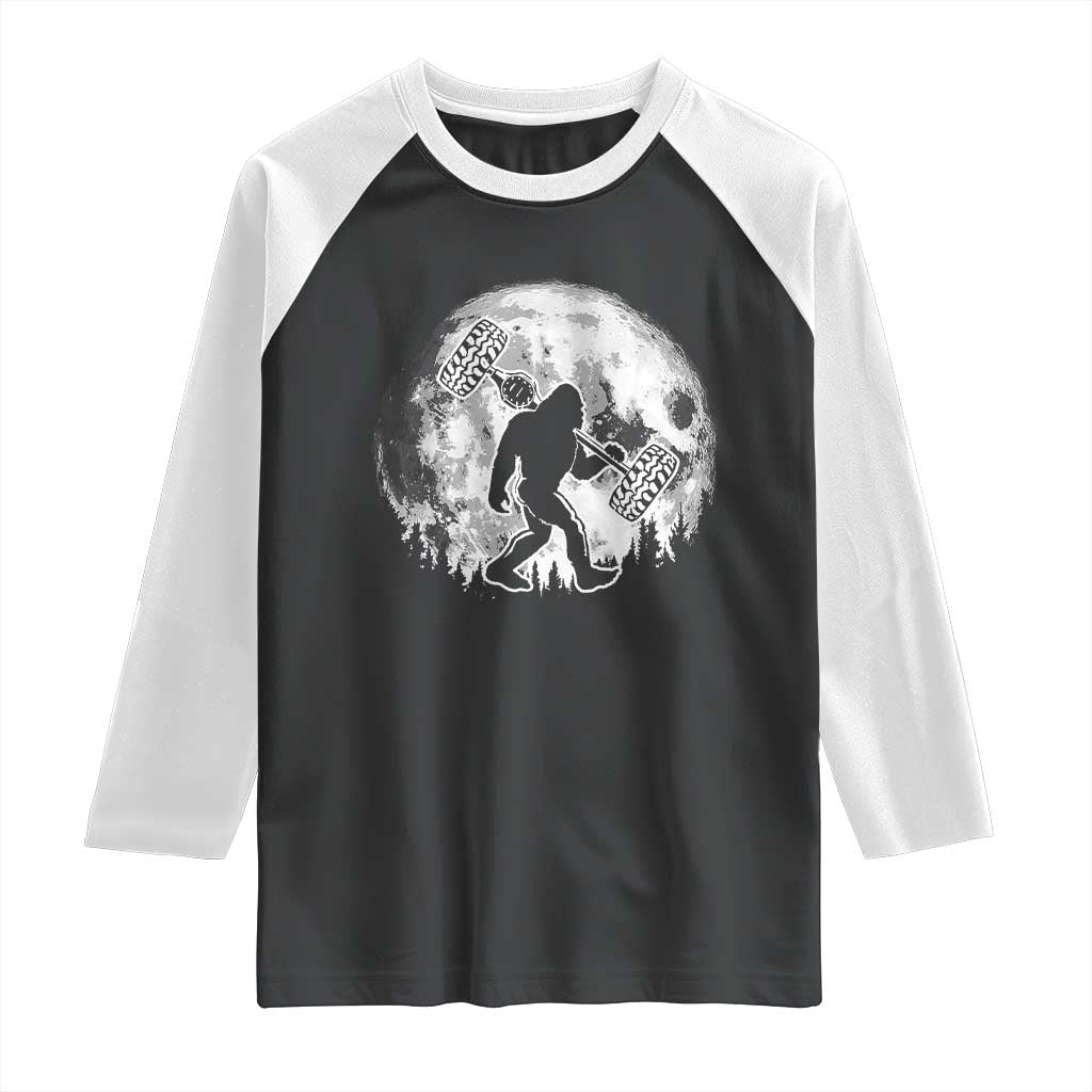 Funny Bigfoot Offroad Car Night Stroll Adventure Raglan Shirt - Wonder Print Shop