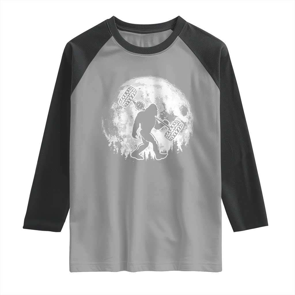 Funny Bigfoot Offroad Car Night Stroll Adventure Raglan Shirt - Wonder Print Shop