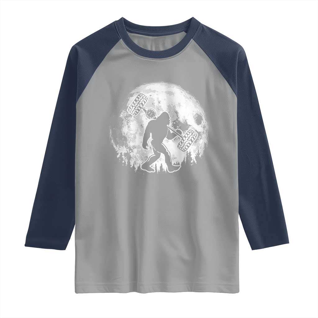 Funny Bigfoot Offroad Car Night Stroll Adventure Raglan Shirt - Wonder Print Shop