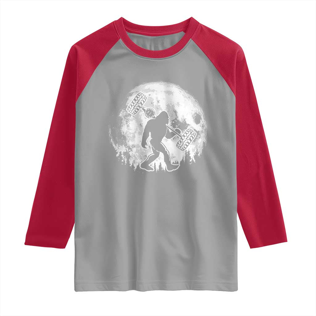 Funny Bigfoot Offroad Car Night Stroll Adventure Raglan Shirt - Wonder Print Shop