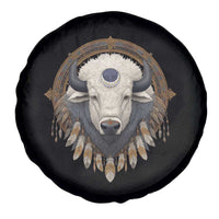 Native American White Buffalo And Eagle Feathers Spare Tire Cover - Wonder Print Shop