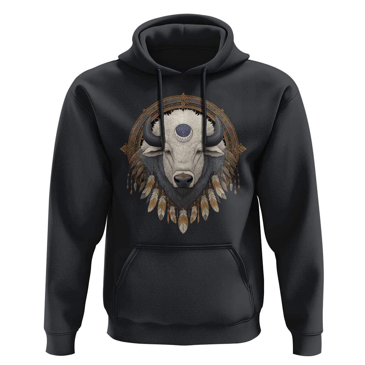Native American White Buffalo And Eagle Feathers Hoodie - Wonder Print Shop