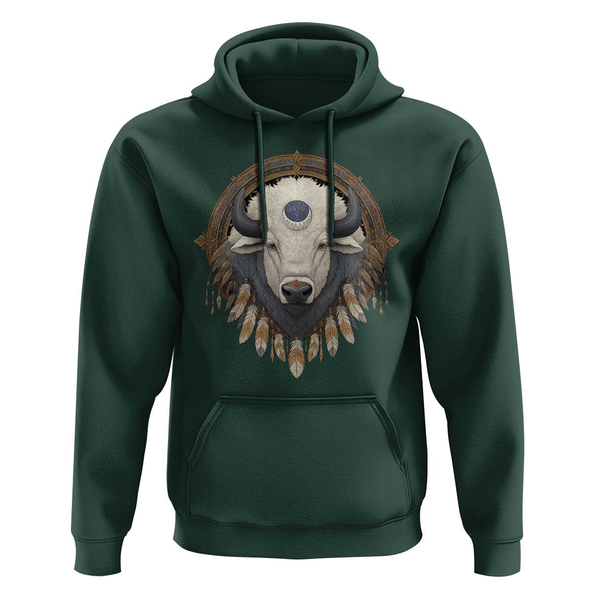 Native American White Buffalo And Eagle Feathers Hoodie - Wonder Print Shop