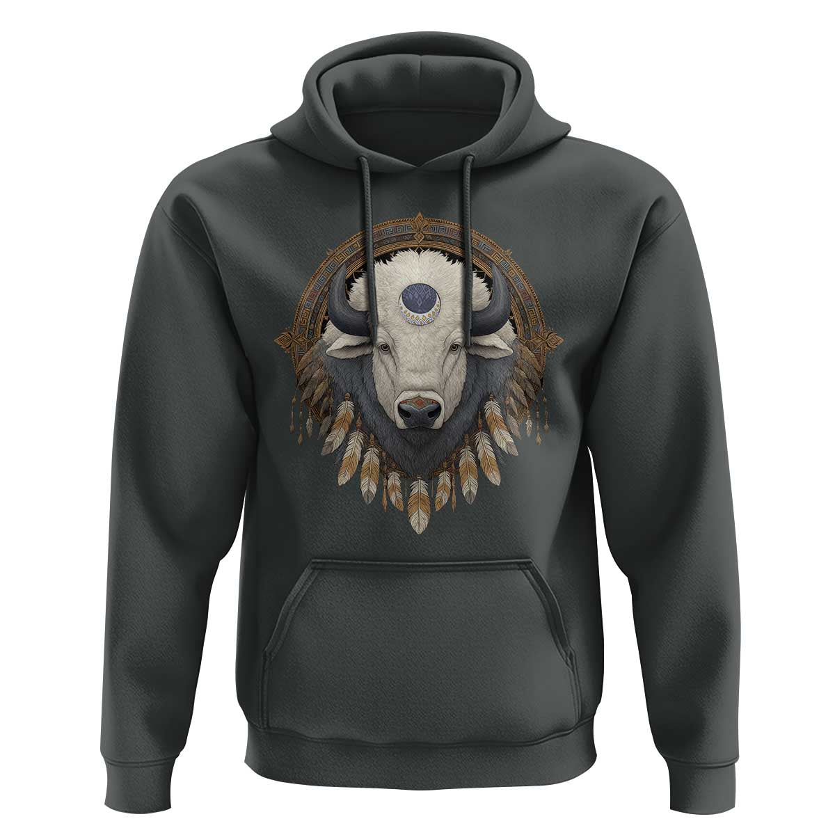 Native American White Buffalo And Eagle Feathers Hoodie - Wonder Print Shop