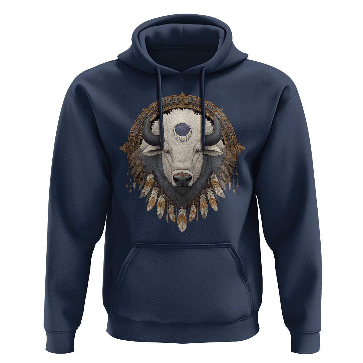 Native American White Buffalo And Eagle Feathers Hoodie - Wonder Print Shop