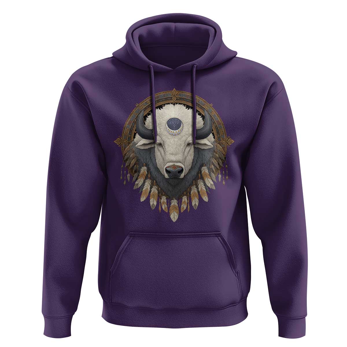 Native American White Buffalo And Eagle Feathers Hoodie - Wonder Print Shop