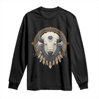 Native American White Buffalo And Eagle Feathers Long Sleeve Shirt - Wonder Print Shop