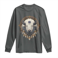 Native American White Buffalo And Eagle Feathers Long Sleeve Shirt - Wonder Print Shop