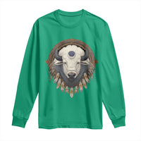 Native American White Buffalo And Eagle Feathers Long Sleeve Shirt - Wonder Print Shop