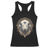 Native American White Buffalo And Eagle Feathers Racerback Tank Top - Wonder Print Shop