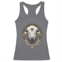 Native American White Buffalo And Eagle Feathers Racerback Tank Top - Wonder Print Shop