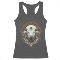Native American White Buffalo And Eagle Feathers Racerback Tank Top - Wonder Print Shop
