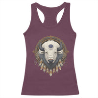 Native American White Buffalo And Eagle Feathers Racerback Tank Top - Wonder Print Shop