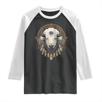 Native American White Buffalo And Eagle Feathers Raglan Shirt - Wonder Print Shop