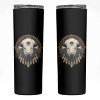 Native American White Buffalo And Eagle Feathers Skinny Tumbler - Wonder Print Shop