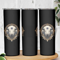 Native American White Buffalo And Eagle Feathers Skinny Tumbler - Wonder Print Shop