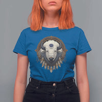 Native American White Buffalo And Eagle Feathers T Shirt For Women - Wonder Print Shop