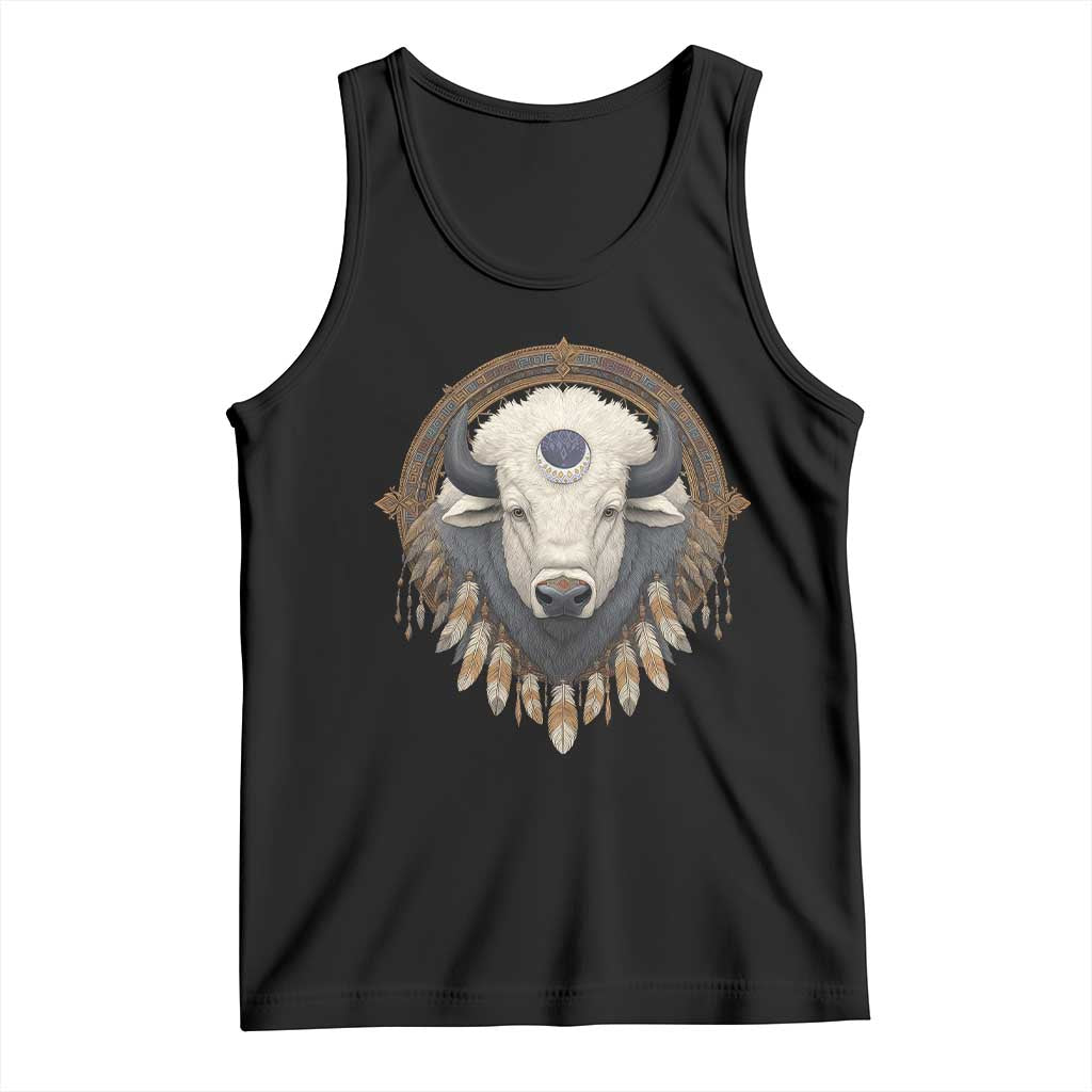 Native American White Buffalo And Eagle Feathers Tank Top - Wonder Print Shop