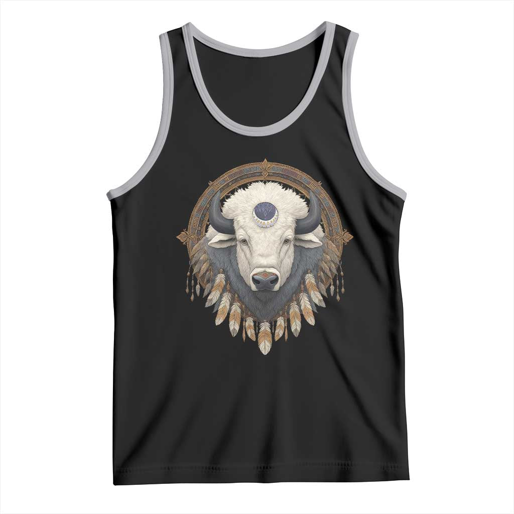 Native American White Buffalo And Eagle Feathers Tank Top - Wonder Print Shop