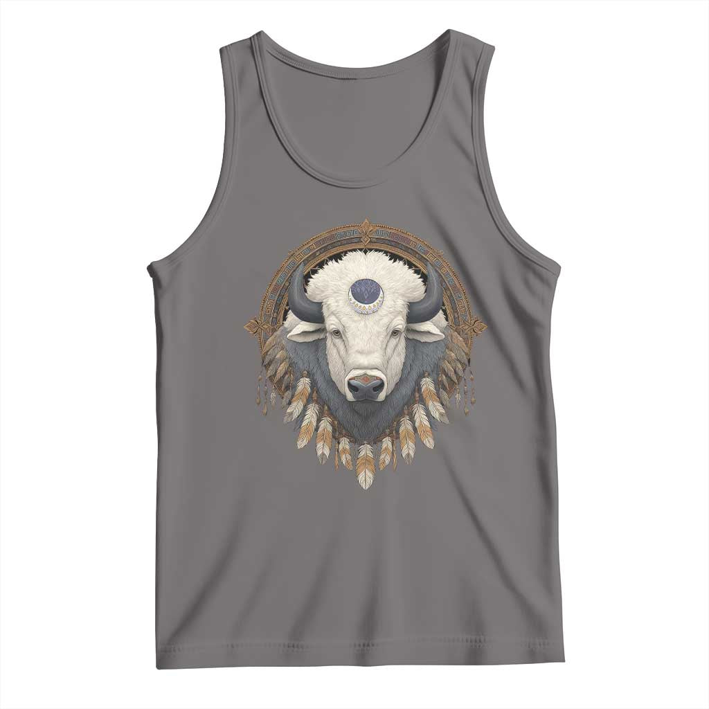 Native American White Buffalo And Eagle Feathers Tank Top - Wonder Print Shop