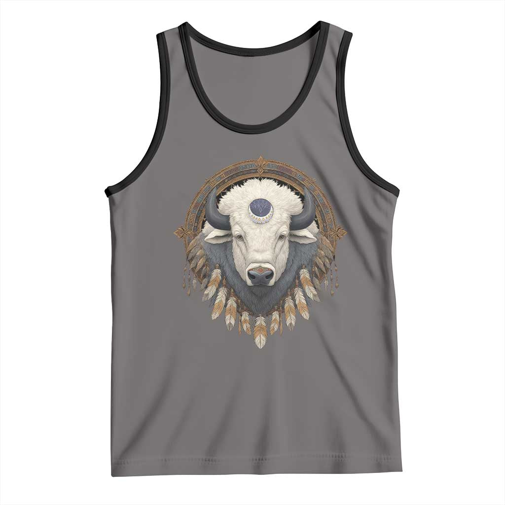 Native American White Buffalo And Eagle Feathers Tank Top - Wonder Print Shop